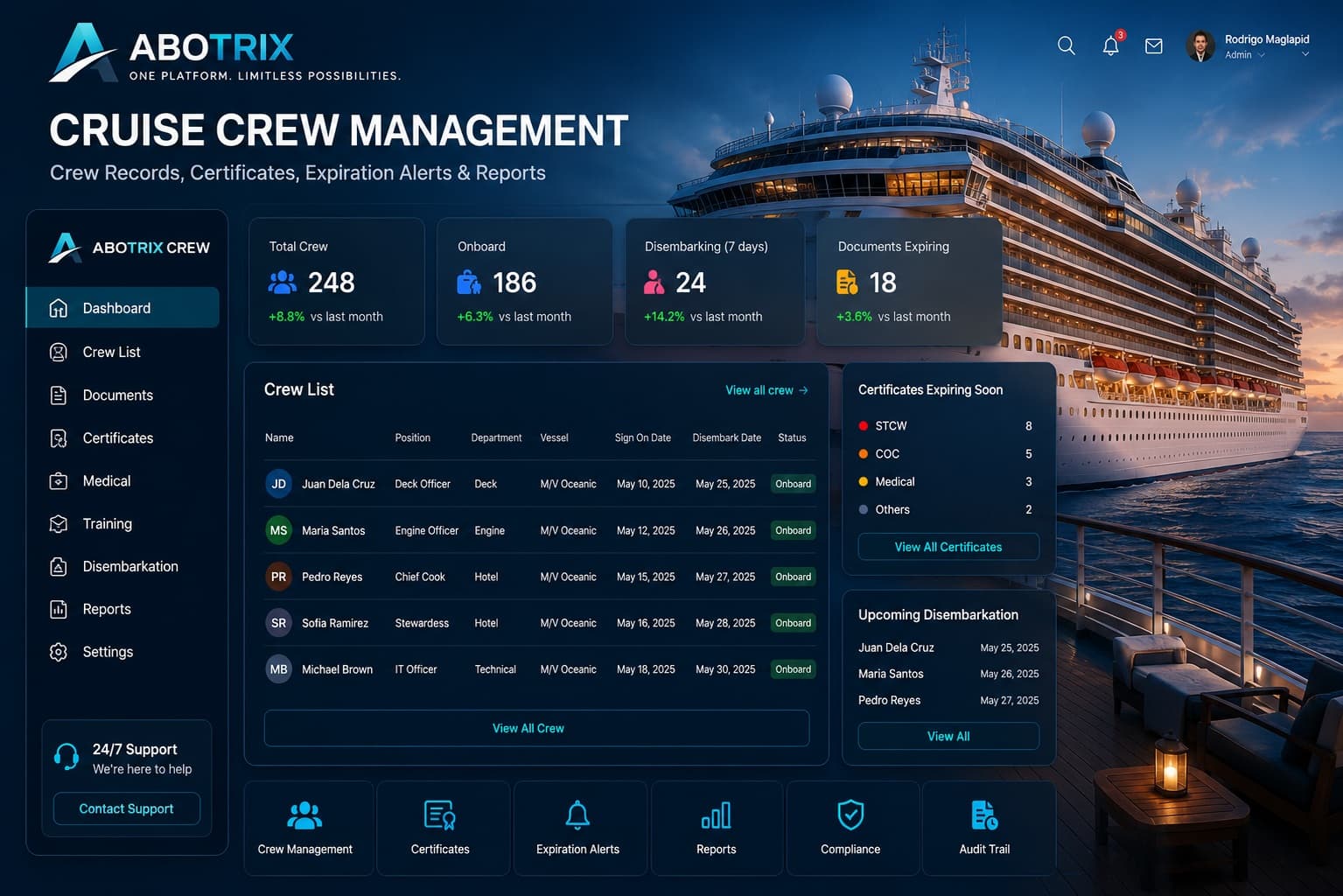 Crew management tablet preview